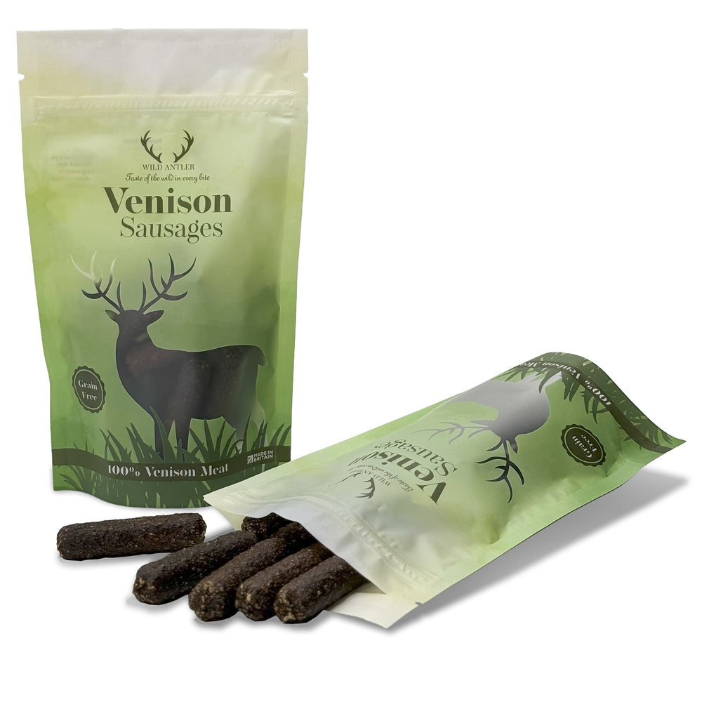 Our best-selling working dog treats are made with 100% Venison Sausage & Intestine. Bursting with high-quality meat for energy and joy! - Antler Chew