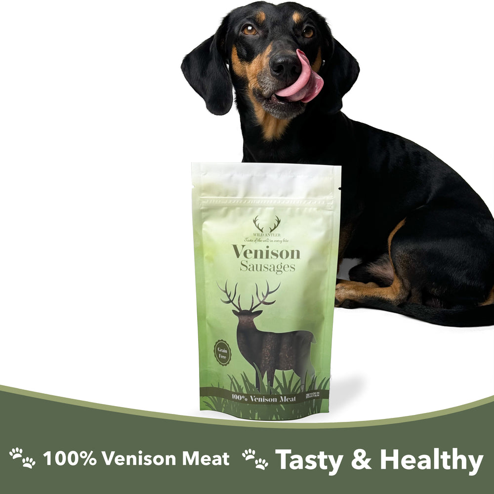 Our best-selling working dog treats are made with 100% Venison Sausage & Intestine. Bursting with high-quality meat for energy and joy! - Antler Chew