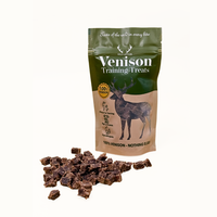 100% human grade venison meat air-dried into small cubes, high protein low fat hypoallergenic treats. No additives or nasties, free from allergens.  - Antler Chew 