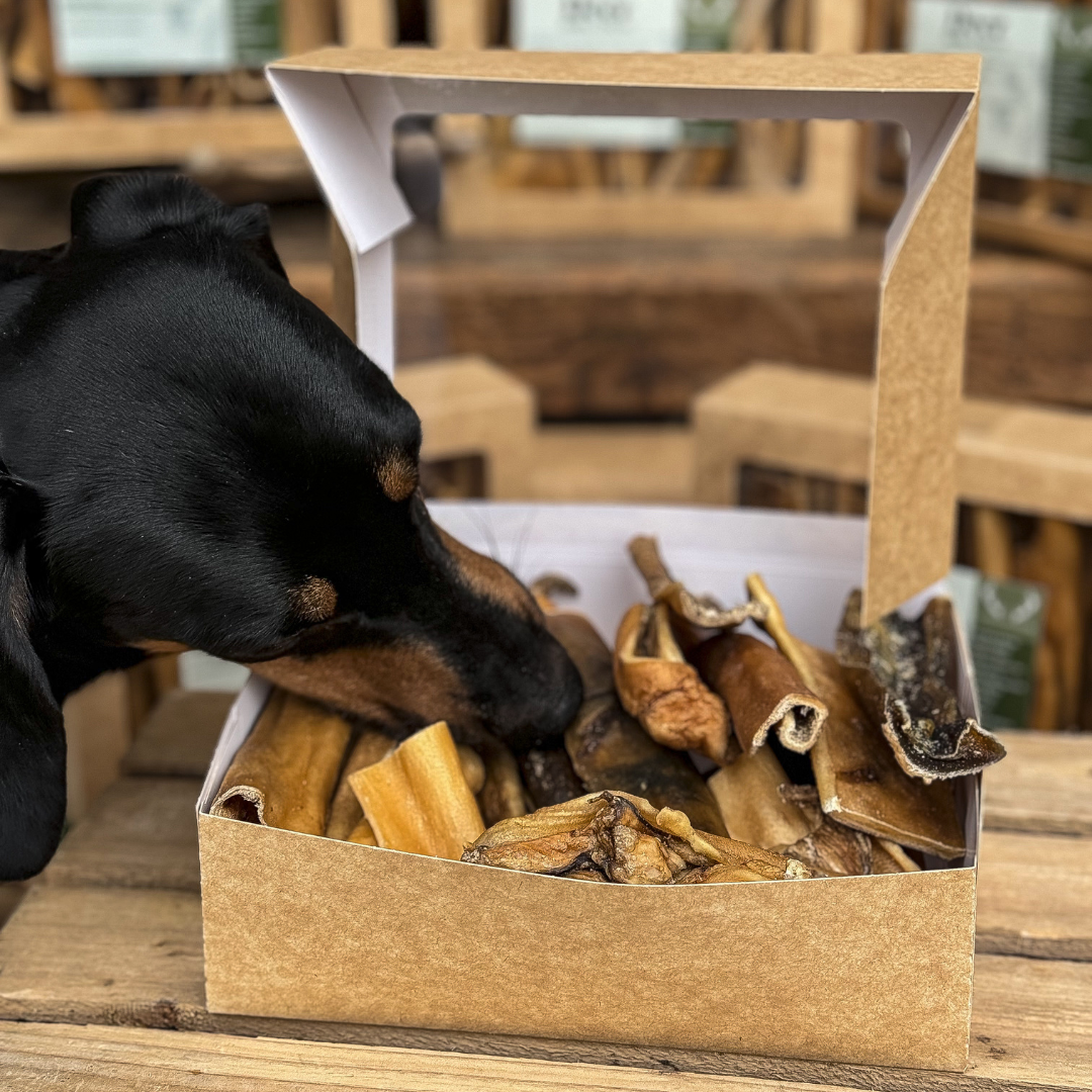 Made from 100% natural deer skin, these chews are perfect for keeping your dog entertained while promoting dental health.   - Antler Chew 