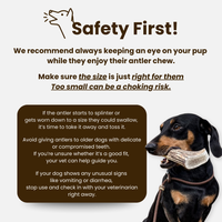 Natural Red Deer Split Antlers provide entertainment for non-power chewers. Puppy friendly from 12 weeks. Full of minerals and protein.  - Antler Chew 