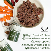 High-quality, grain-free complete wet dog food bundle x 6  with venison and boar. Made with human-grade ingredients and no artificial additives.  - Antler Chew 