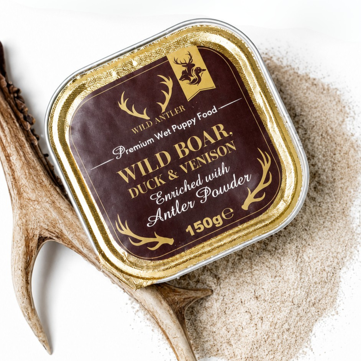 Complete grain-free puppy food from 8 weeks+, made with wild boar, duck, venison and antler powder to support healthy growth and development.  - Antler Chew