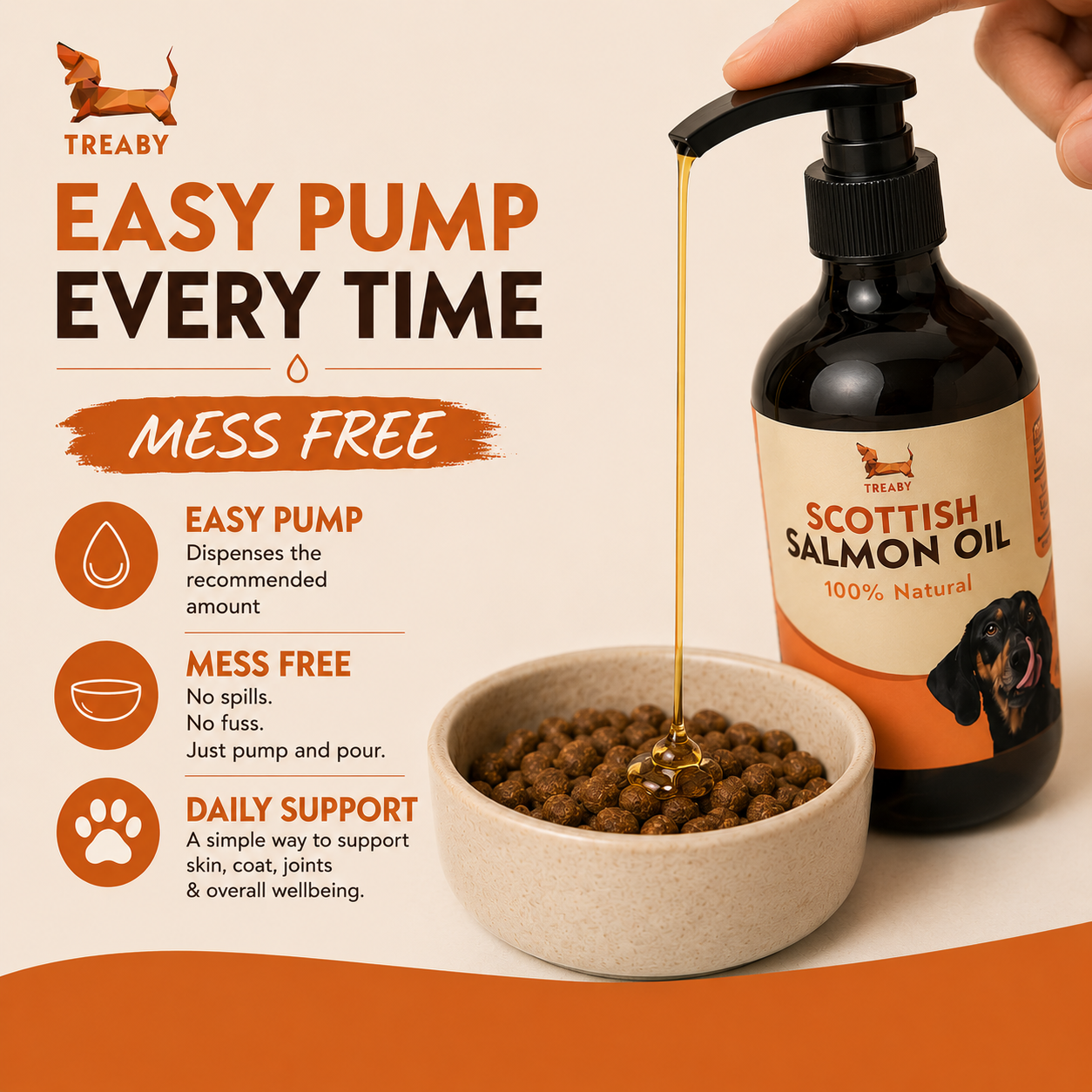 Cold-pressed Scottish salmon oil rich in Omega 3, 6 and 9. Supports healthy skin, a shiny coat, joints, mobility and everyday wellbeing.  - Antler Chew 